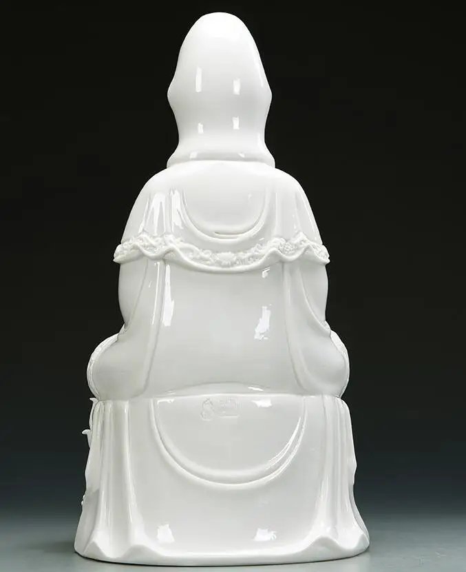 12 &quotКитай белый фарфор Dehua Seat lotus Kwan Yin Guan Goddess ваза статуя|statues goddess|statue porcelainstatue china