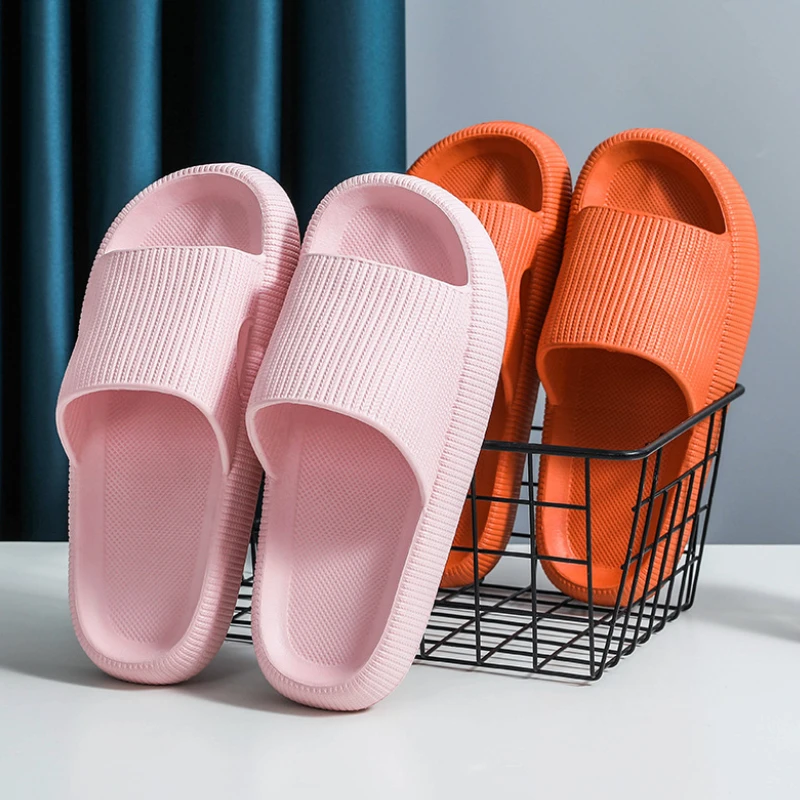 Zapatillas suaves para el hogar para hombre y mujer, zapatillas de fondo grueso, antideslizantes para interiores y baños, desodorantes, zapatillas silenciosas