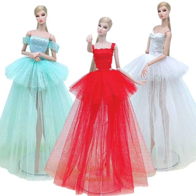 Vermelho chinês Vestido de Festa Para Boneca Barbie Roupas Vestidoes  Multi-camadas Vestido de Noite Vestidos de Noiva 1/6 Acessórios Da Boneca -  AliExpress