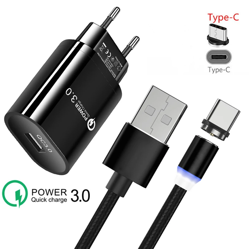 QC 3,0 быстрое зарядное устройство магнитный USB type-c Магнитный зарядный кабель Redmi Note 8 Pro для huawei P30 Pro P20 Lite mate 20 30 Honor 20