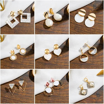 

Korean Statement Drop Earring Gold Color Acrylic Geometric Earrings for Women Earring Wedding Female Fashion Jewelry Girl Gift