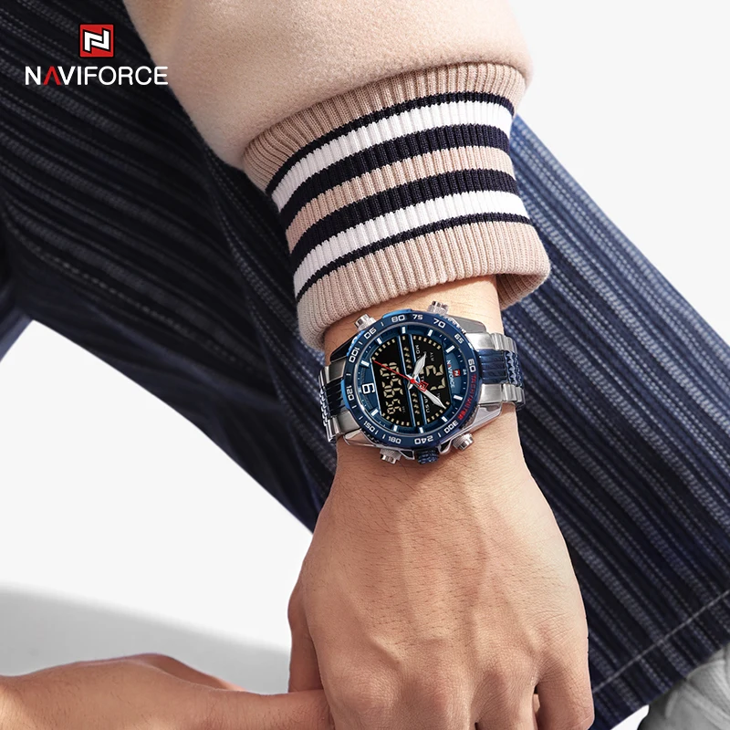 Luxury Brand NAVIFORCE Digital Sport Watch For Men Steel Waterproof Chronograph Clock Fashion Luminous Quartz Wrist watches Man images - 6