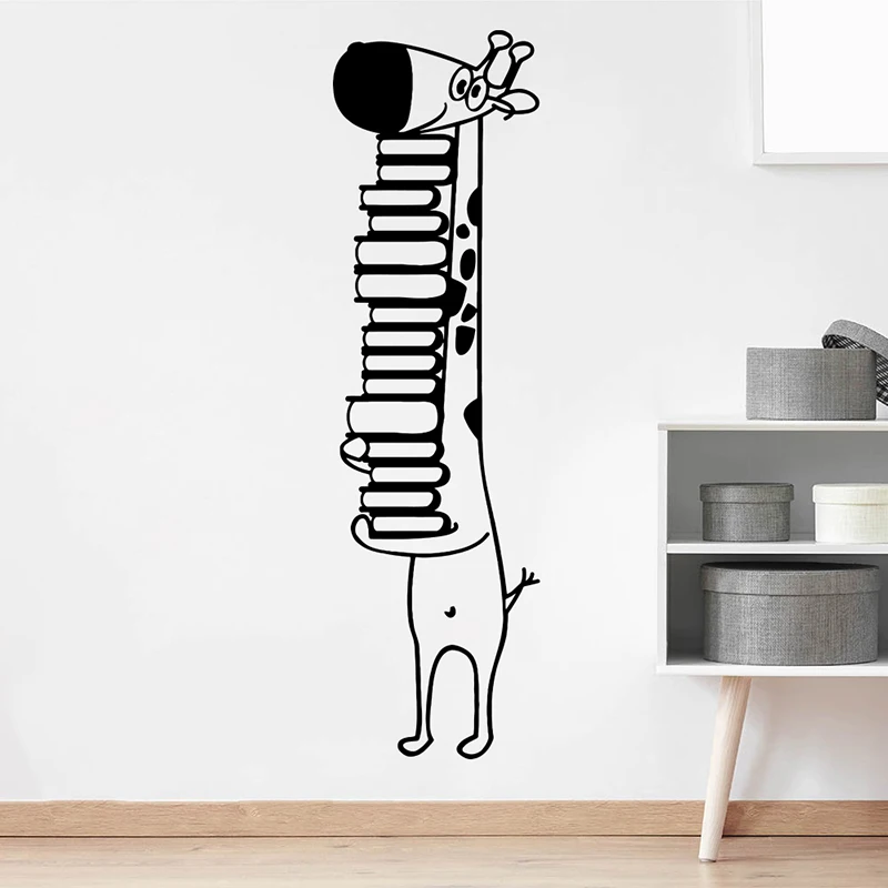 Large Giraffe Read Book Wall Sticker Classroom Education Giraffe Safari Animal Book Wall Decal School Bedroom Vinyl Decor (2)