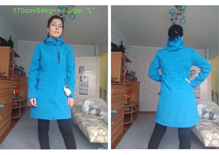 Woman's Coat Outdoor Long Style Fleece Hiking Camping Trekking Casual Sports Hooded Jacket Windbreaker Soft Shell Clothing