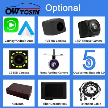 

Owtosin Optional Extra Cost For USB CarPlay Android Auto Blutooth 5.0 Extended Cable Fisheye Front Camera Fiber Decoder Most Box