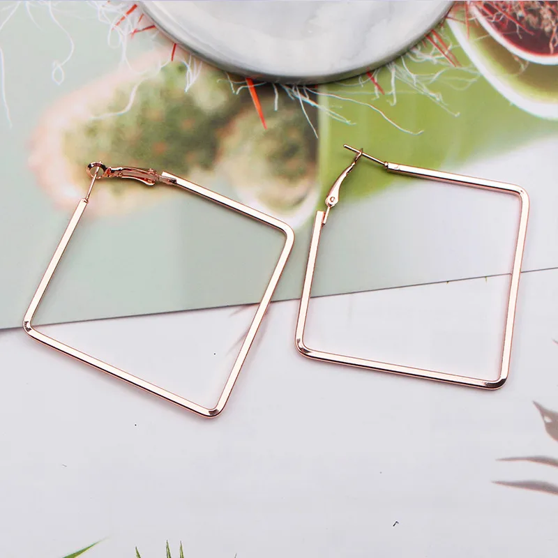 Fashion Korea Geometric Hoops Earring For Women Gold Color Punk Style Rings Women Earring Fashion Jewelry 2021 Trend,1 Pair