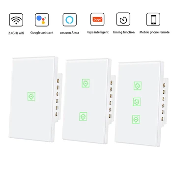 

US WiFi Light Switch Smart Home Wireless Remote Control Wall Switch Touch Panel Work with Alexa Google Home AC100V-250V