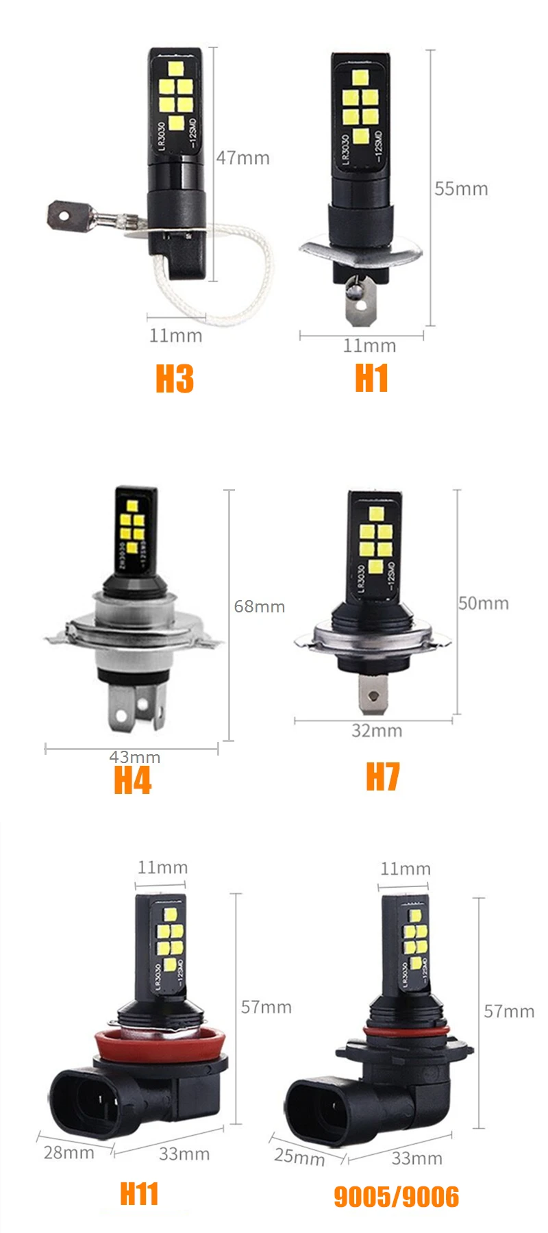 详情图5 H1 H3 H4 H7 H11 9005 9006型号
