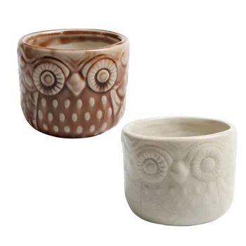 

2PCS Ceramic Owl Flower Pots Flower Grass Succulents Plants Cactus Planter Decoration Holder Container Gift