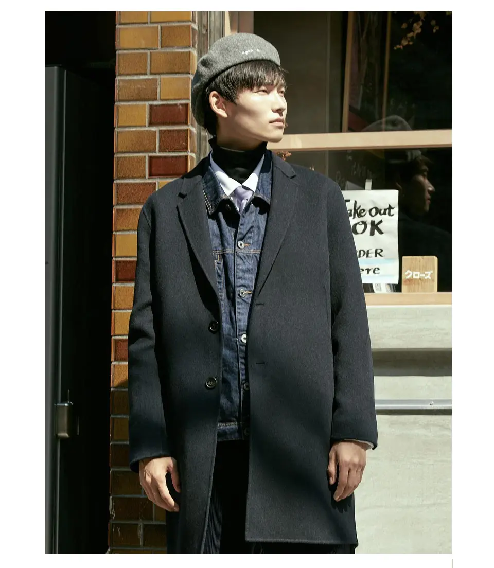 Me& City, Зимняя шерстяная Мужская куртка, высококачественное шерстяное пальто, повседневное приталенное винтажное деловое шерстяное пальто, Мужской плащ 239458
