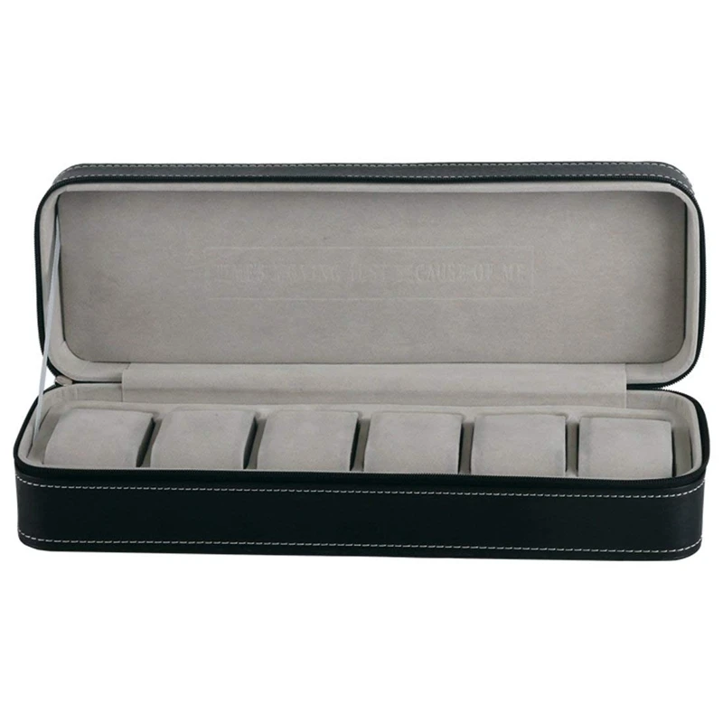 

6 Slot Watch Box Portable Travel Zipper Case Collector Storage Jewelry Storage Box(Black)