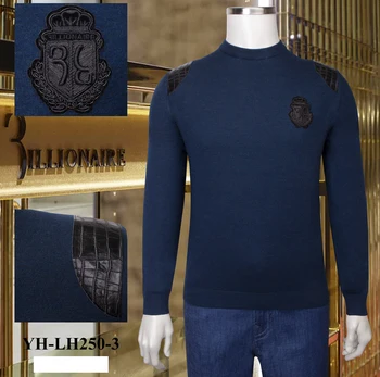 

Billionaire Sweater winter Cowhide men's 2020 new fashion Casual Round neck Solid color elasticity big size M-4XL free shipping