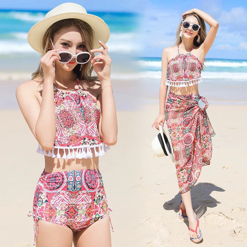 

2018 New Style Split Type Swimwear Korean-style Ethnic-Style Small qing xin wen quan Bathing Suit Women's High-waisted Bikini Th