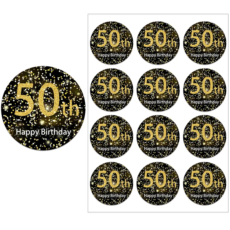 50th стикеры "День рождения" вечерние украшения 50 дней дети взрослые лет