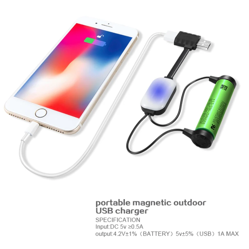 Magnetic 18650 Li-Po Battery Charger Multifunction Li Ion Battery Charging Cable Reverse Charge Power for iPhone Xiaomi Huawei