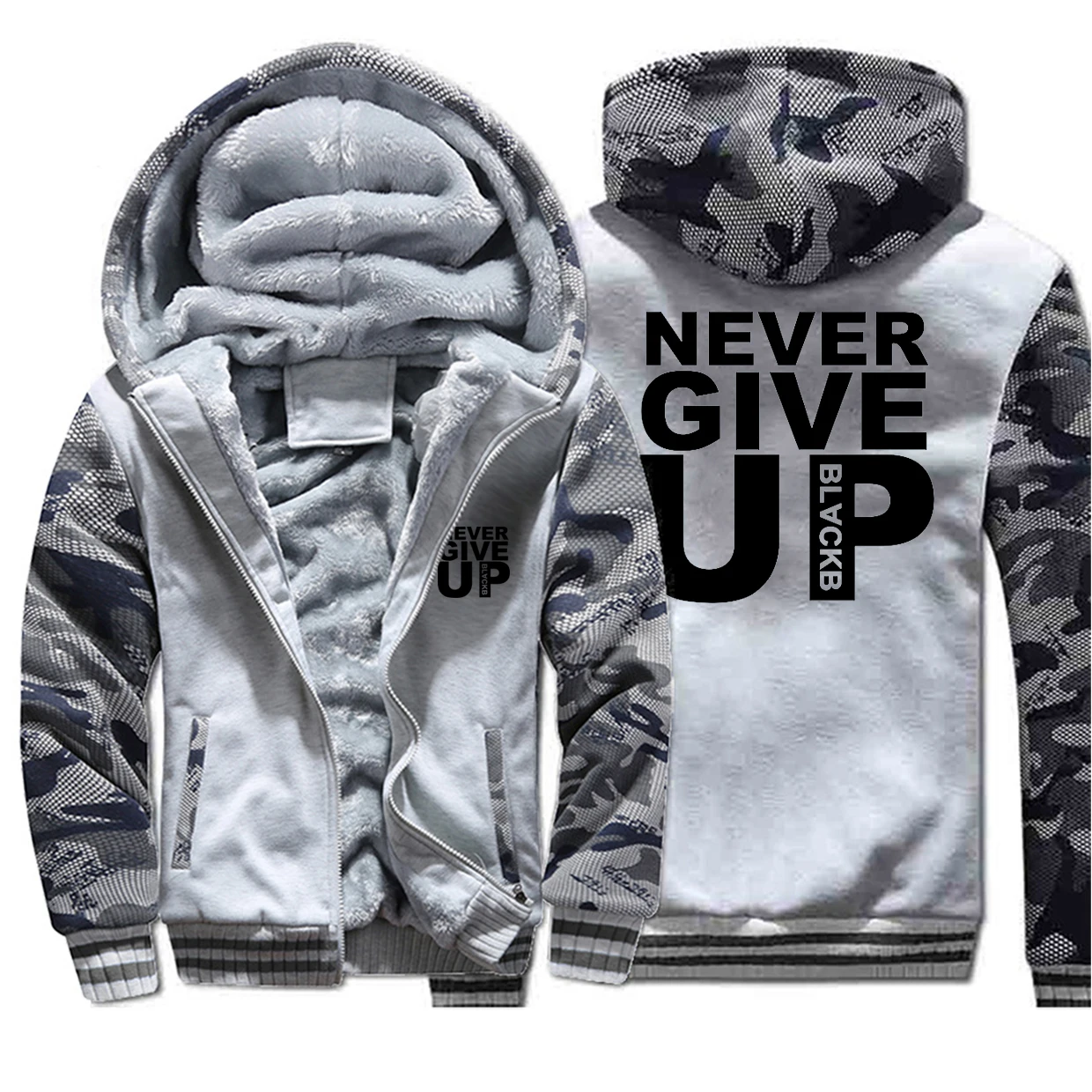 Толстовка с надписью Never Give Up, мужская куртка с надписью «You'll Never Walk Alone», Осень-зима, повседневная Толстая Мужская толстовка в стиле милитари - Цвет: Light Gray