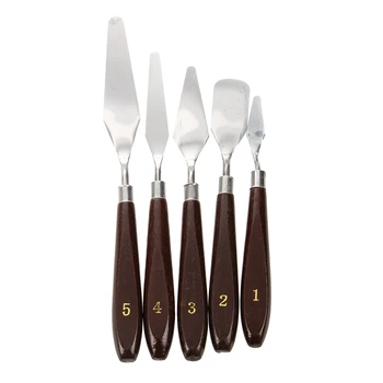 

5Pcs Stainless Steel Palette Oil Painting Knife Set Spatula, Wooden Handle