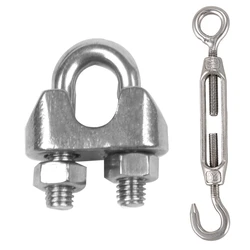 Pinces de câble M4 crochet et 5 pinces, 12 pièces, tendeur à œil, Tension de câble métallique 