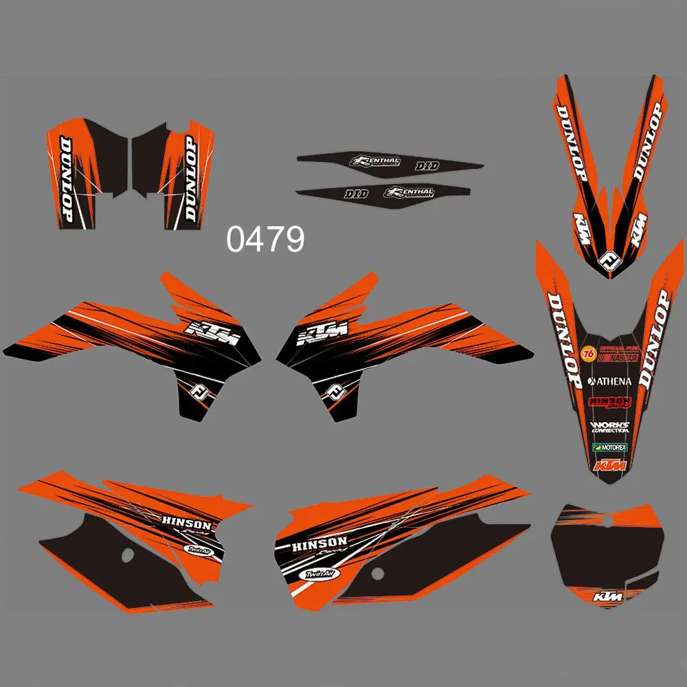 

FOR KTM 125 150 200 250 300 350 450F SX XC 2013 2014 Full Graphics Decals Stickers Custom Number Name Glossy Bright Stickers