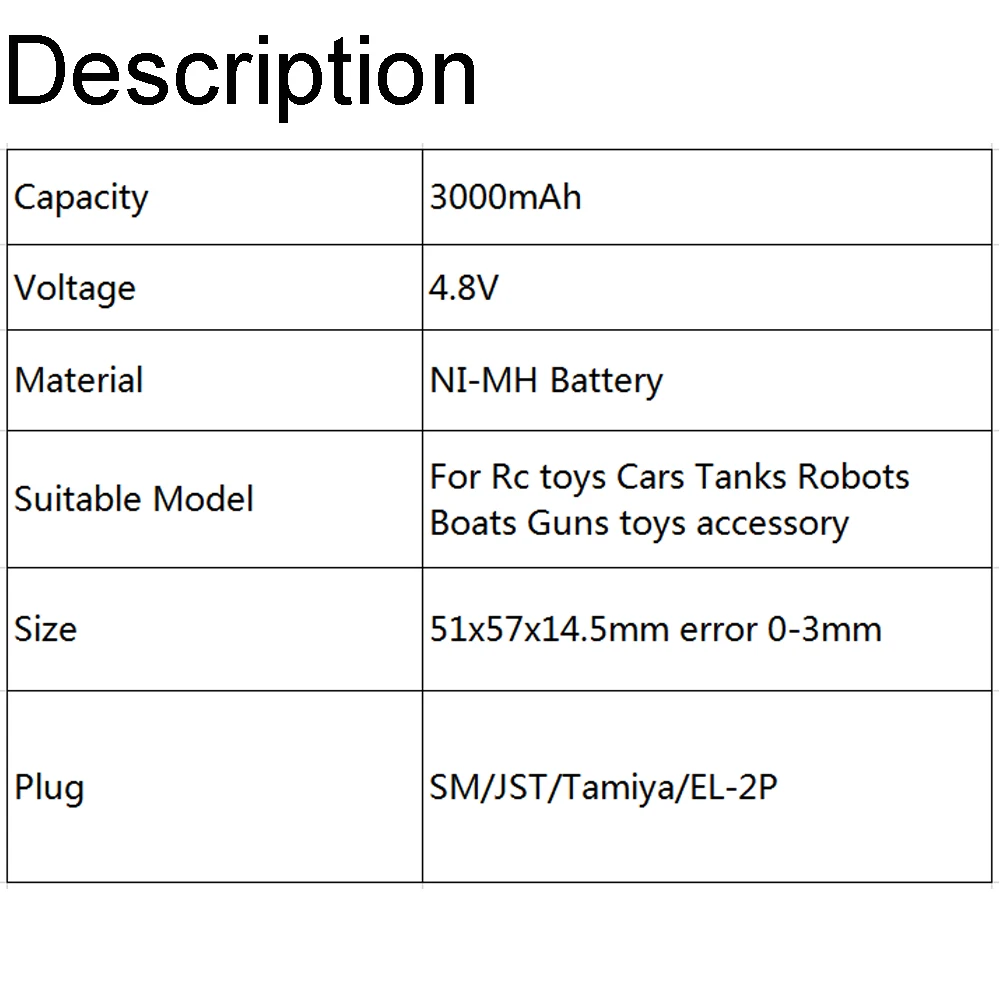 NIMH аккумулятор 4,8 V 3000mAh для радиоуправляемых игрушек машинки танки роботы лодки пистолеты Ni-MH 4,8 v 2400mAh аккумулятор AA упаковка SM/JST/EL-2P/Tamiya