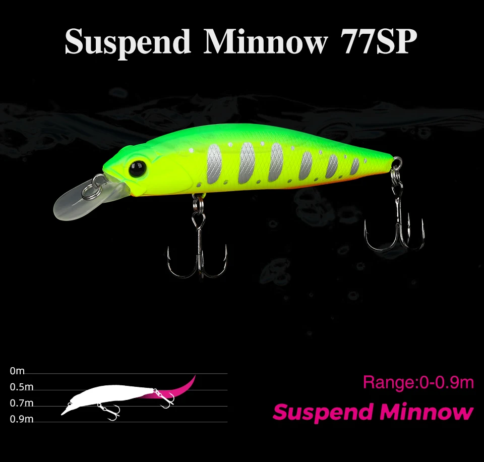 TSURINOYA Jerkbait DW101 77mm 8,5 Aussetzung Minnow Angeln Köder 77SP Künstliche Harte Köder Bewegung System Hecht Angeln Wobbler – Detail 14