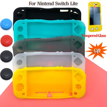 

NEW For Nintend Switch Lite Silicone Shell Case NS Switch Mini Skin Cover with Free Tempered Glass Screen Protector Accessories