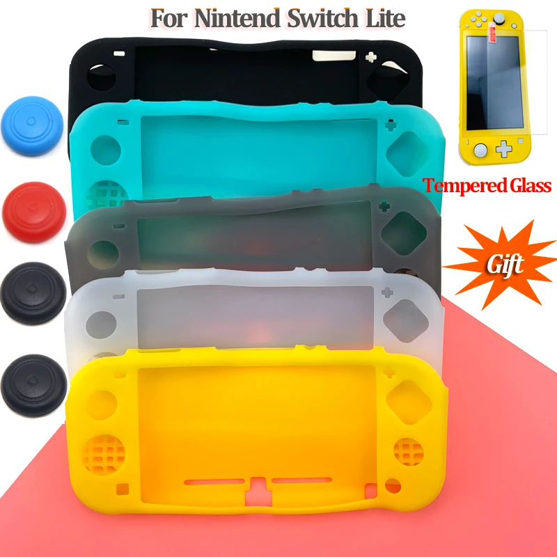 Новый силиконовый чехол для Nintendo Switch Lite NS Mini кожаный с бесплатным закаленным