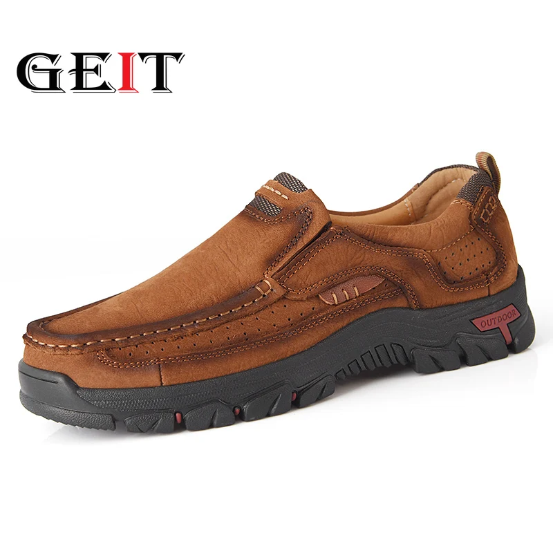 

2019 New 100% Genuine Leather Men Casual Shoes Male Cow Leather Shoes Soft Outdoor High Quality Flats Walking Man Footwear