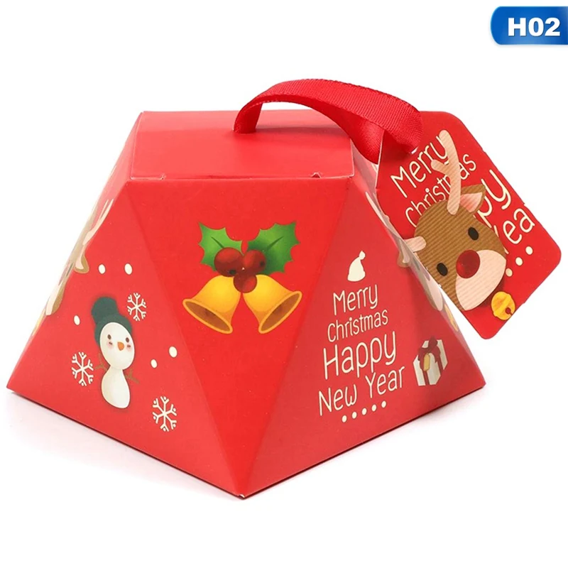 5 шт./партия мультфильм Санта Клаус коробка с рождественскими конфетами красный зеленый кубическая упаковка коробка для печенья детская вечеринка украшение рождественская бумага подарочная коробка - Цвет: HG22754H02
