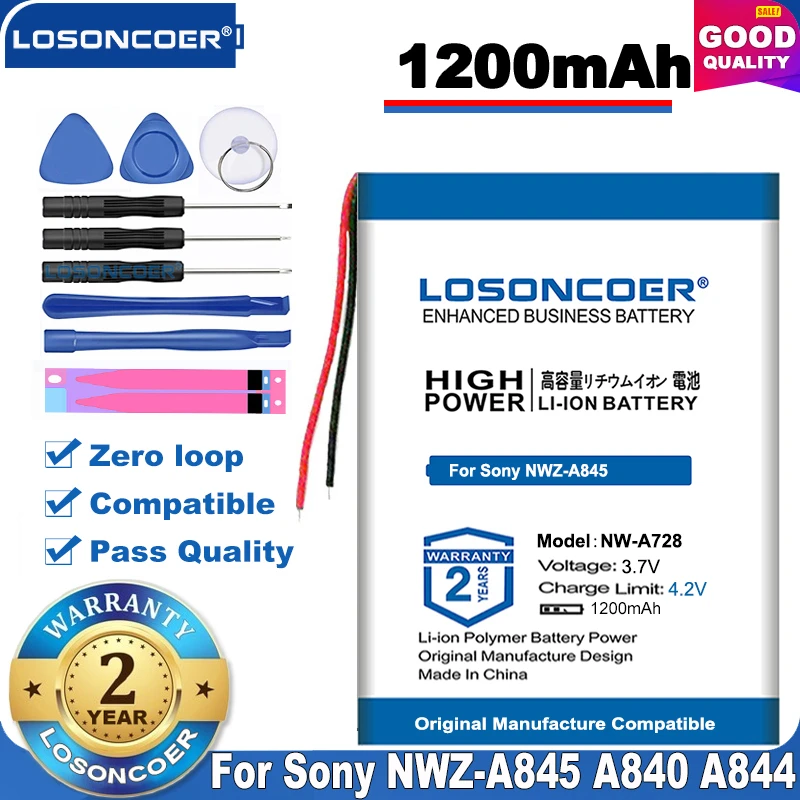 100% Оригинальный аккумулятор LOSONCOER 1200 мАч для Sony NWZ A845 A840 A844 E453 E463|Батареи MP3/MP4