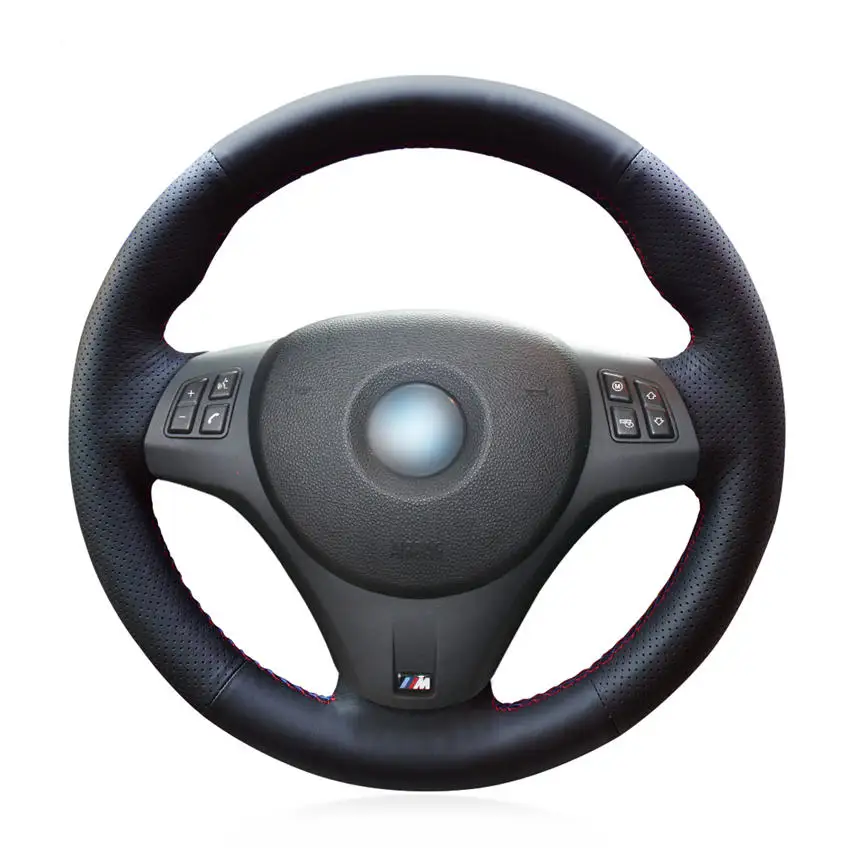 Cubiertas De Volante De Coche De Gamuza De Fibra De Carbono Negra Cosida A Mano Para Mercedes