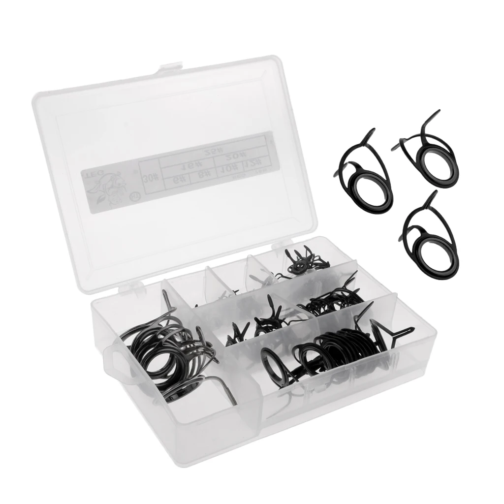 75Pcs Stainless Steel Fishing Rod Guide Top Ring Tip Repair Kit Free White/Black/Gray