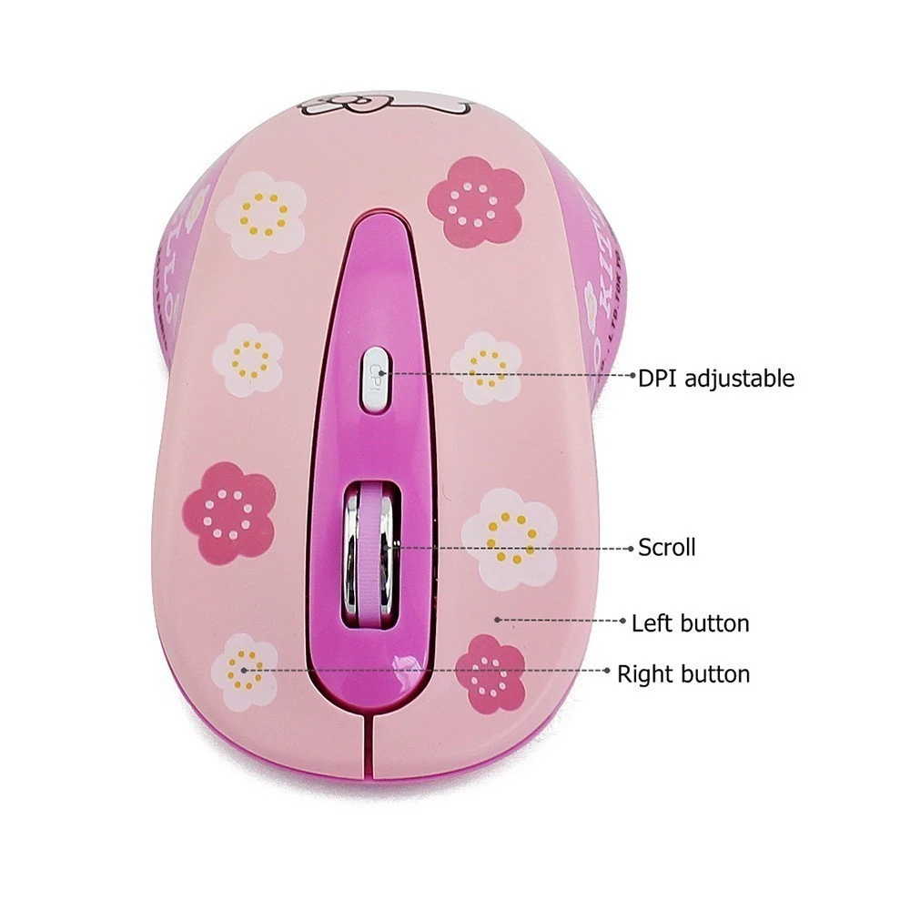 CHYI hello kitty беспроводная мышь компьютерная мышь 800-1200-1600DPI Регулируемая Беспроводная оптическая ПК игровая мышь розовые мыши для девочек