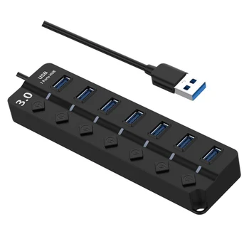 

USB Hub, 7 Port USB 3.0 Hub with Individual Switch, Ultra Slim Portable Data Hub for Notebook PC, Laptop, Flash Drives