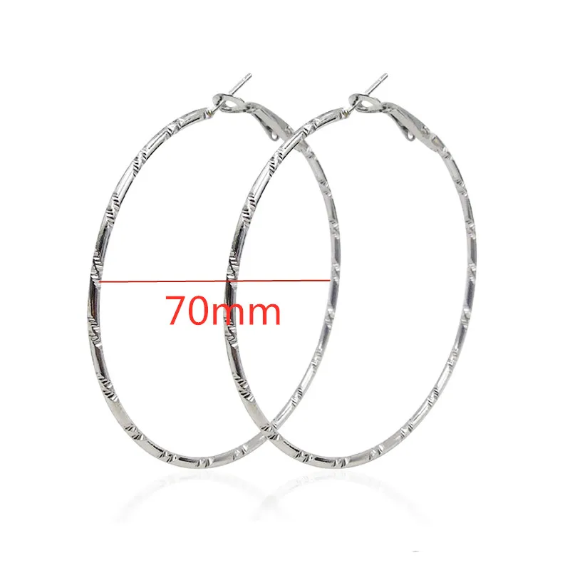 930 silver 40 мм 60 мм 70 мм 80 мм большие гладкие Круглые Серьги Brincos Простые Вечерние серьги с круглыми петлями для женщин ювелирные изделия - Окраска металла: 930 silver