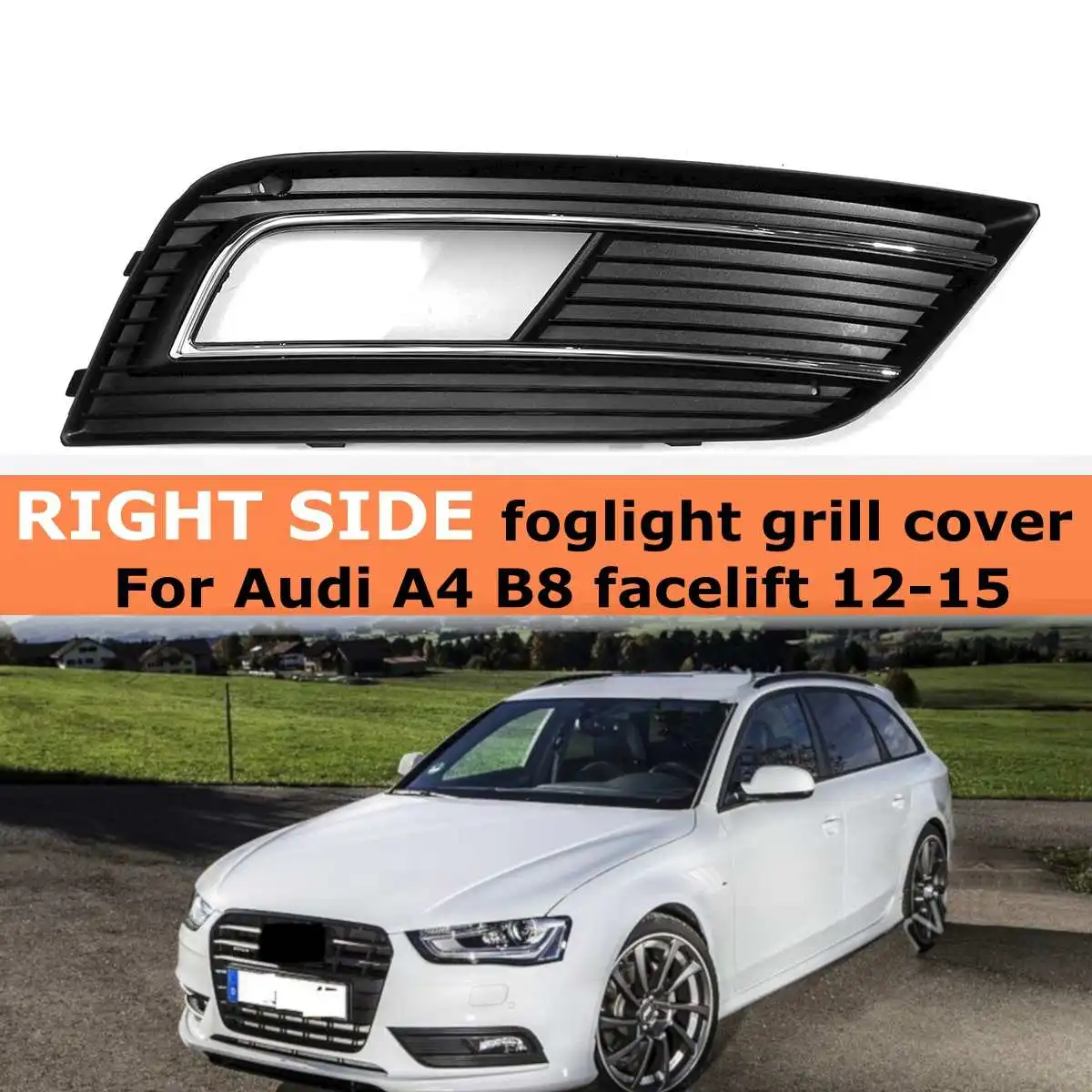 Right 8K0807681K 8K0807682K Front Bumper Fog Light Lamp Grill Grilles Cover For Audi A4 B8 Facelift 2012 2013 - Цвет: Right