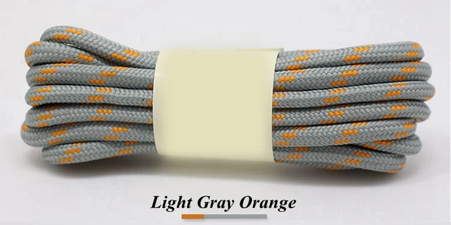 1Pair Round Shoelaces Outdoor Hiking Sports Shoe Laces Kids Sneakers Shoelaces Length 100/120/140/160CM Lacets Baskets 19 Colors Light gray orange