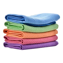 Dish Towel Polyester Cloth Thick Bamboo Fiber Washing Cloth Efficient Microfiber Fish Scale Wipe Cloth Anti-grease Wiping Rag