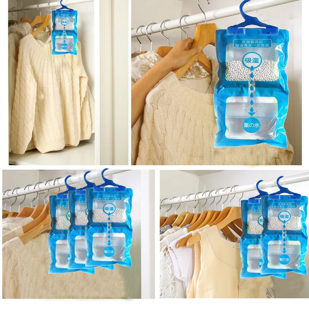Dehumidifier Bag Desiccant Damp Storage Hanging Bags Wardrobe Storage Bags Organizer Hanging Drying Agent Dehumidification Bag