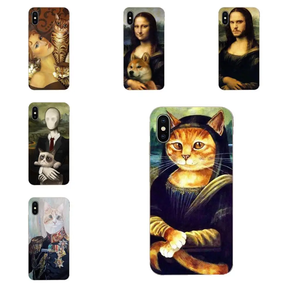 Забавный Мягкий ТПУ узор Leonardo Da Vinci Mona Lisa Pat Cat для Huawei Mate 9 10 20 P P8 P9 P10 P20 P30 P40 Lite Pro Smart