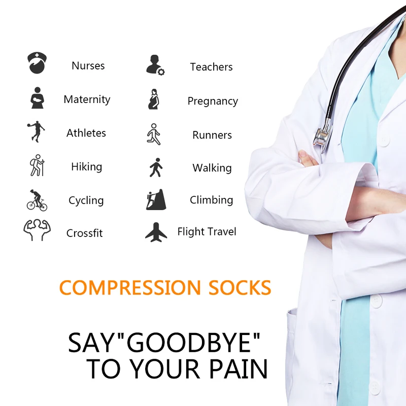 Compression Socks Fit For Golf Hiking Rugby For Varicose Veins Pregnancy Edema Medical Nursing Leg Relief Pain Knee Men Socks