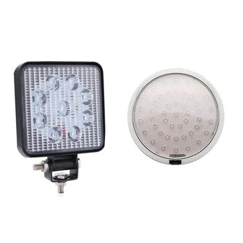 

1Pcs 12V Car Round Ceiling Dome Roof Interior Light Boat Rv Surface Ceiling Light & 1Pcs 4 Inch 27W 12V 24V Led Work Light Spot