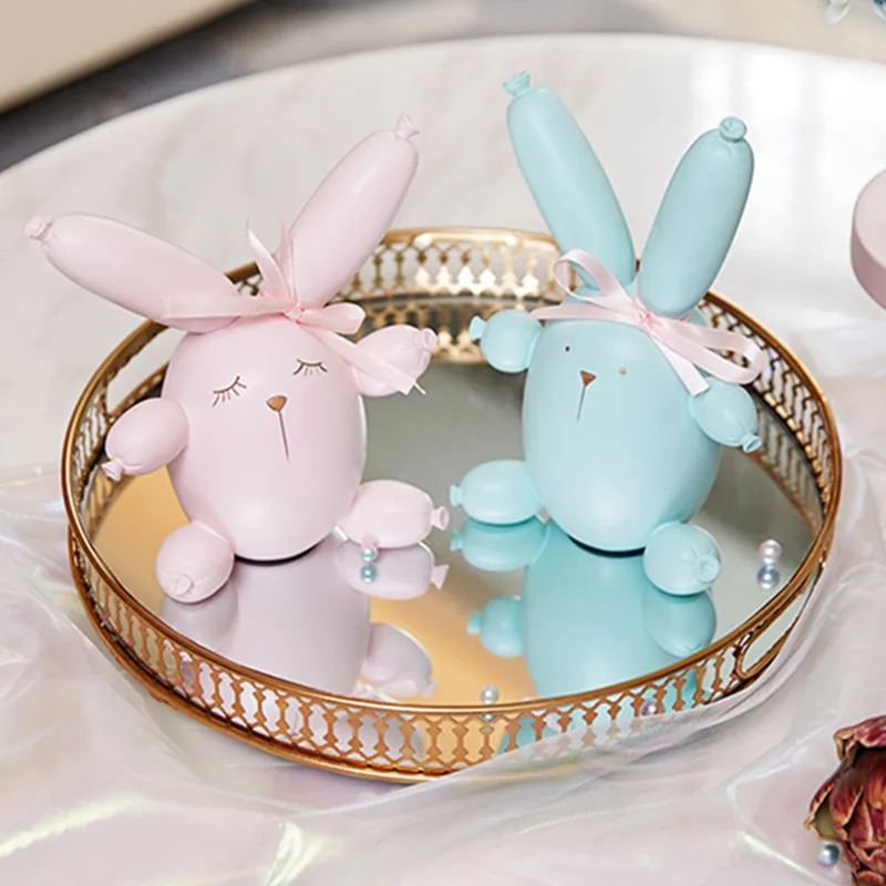  Jeff Koons Balloon Rabbit Cute Lovers Rabbit Resin Craftwork Figurines Creative Bedroom Ornaments V - 4000234176487