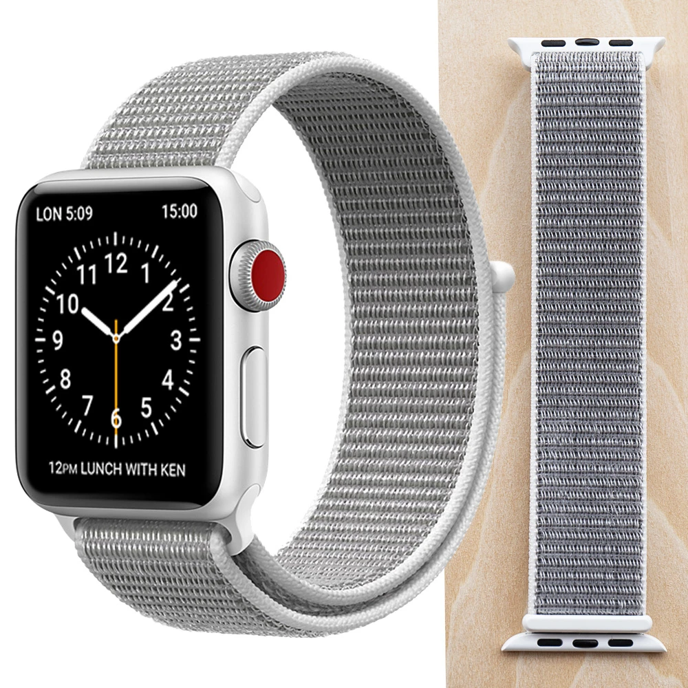 Seashell Высококачественный нейлоновый спортивный ремешок для Apple Watch Series 5 4 3 2 1, мягкий дышащий тканый ремешок 44 мм iwatch 38 мм 40 мм - Цвет ремешка: Seashell