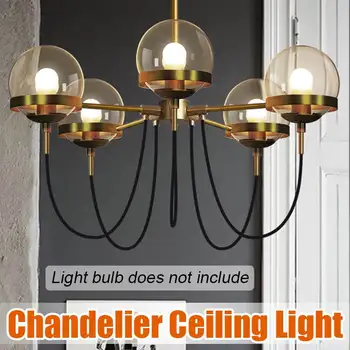

LED Chandelier Light Creative_ Nordic Home Lighting Glass Ball Bronze Circle light Cafe Retro Restaurant Lights Molecular Lights
