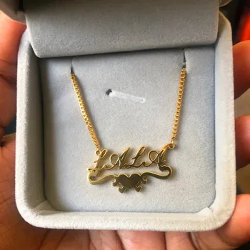 

Box Chain Personalized Nameplate Custom Name Necklaces Stainless Steel Customized Heart Weeding Jewelry Bff Gifts