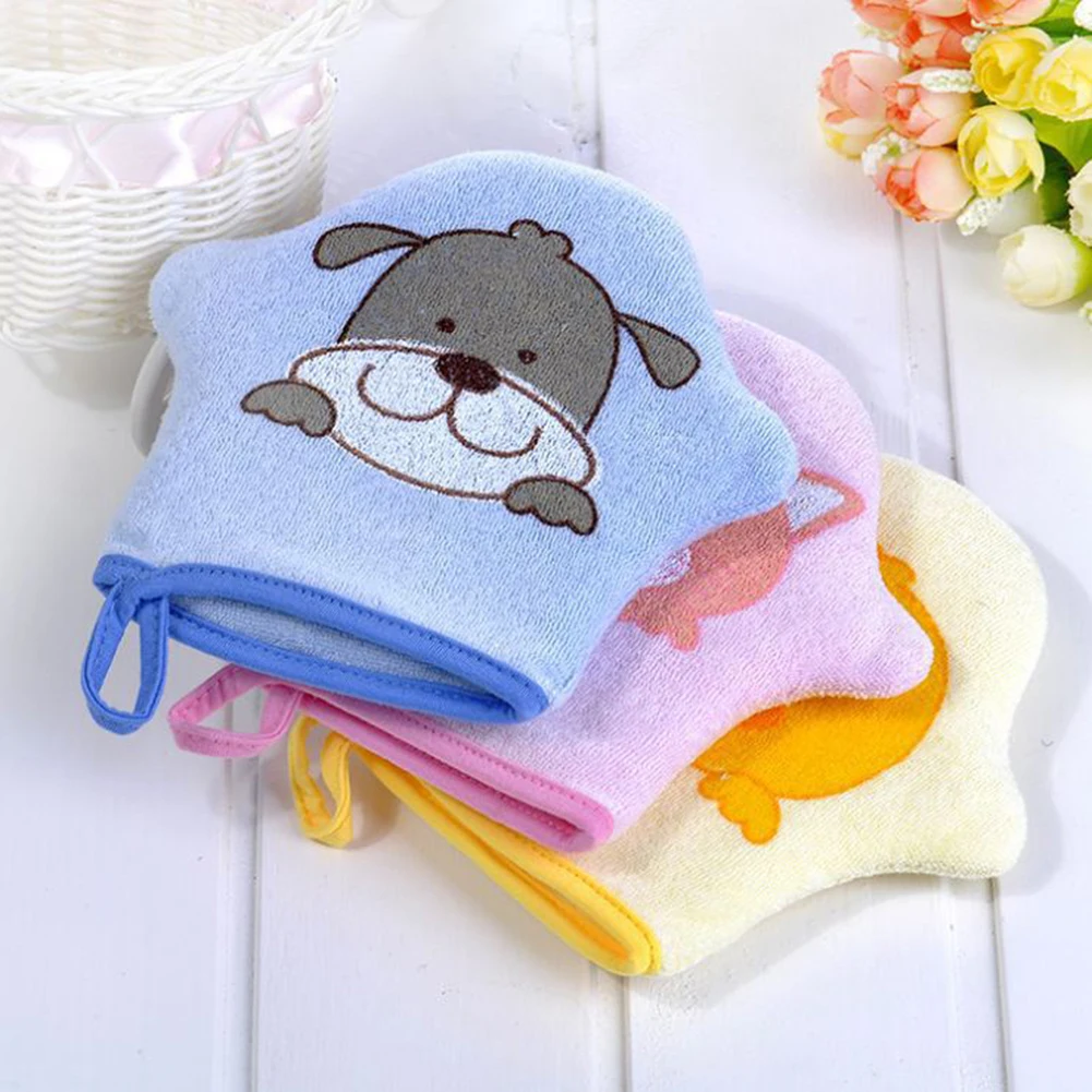 Cute Animal Cartoon Duck Print Baby Soft Cotton Bath Shower Exfoliating Rubbing Towel Glove Sponge children's bath towel bath