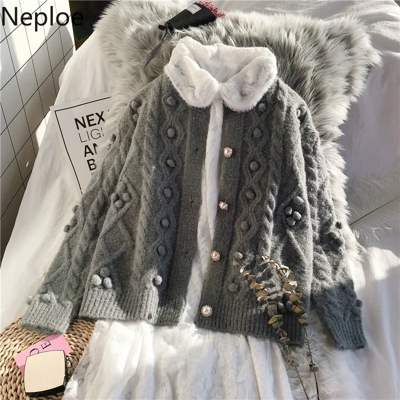 Neploe/ осень-зима, вязаный кардиган, свитер для женщин, с круглым вырезом, элегантный, с одной грудью, длинный рукав, Pull Femme, пальто 46893