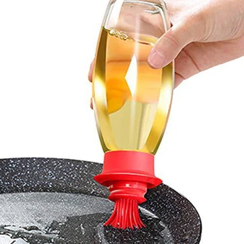 

High Temperature Resistant Silicone Oil Bottle Brush Barbecue Oil Brush Oil Brush With Glass Bottle BBQ Utensil Kitchen Gadgets