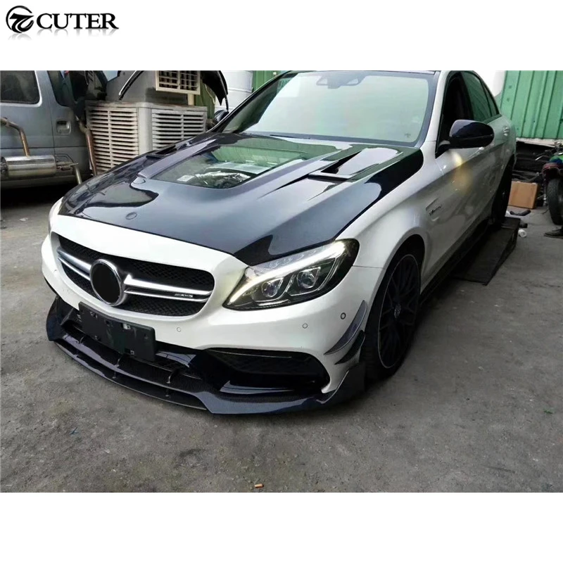 W205 C63 AMG прозрачный капот автомобиля из углеродного волокна для Mercedes Benz W205 C63 15-18